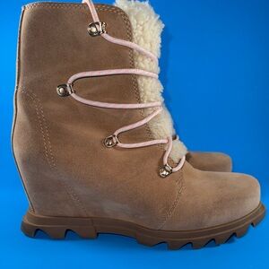 Sorel Women Joan of Arctic Wedge III Boot Lace Cozy Brown Waterproof